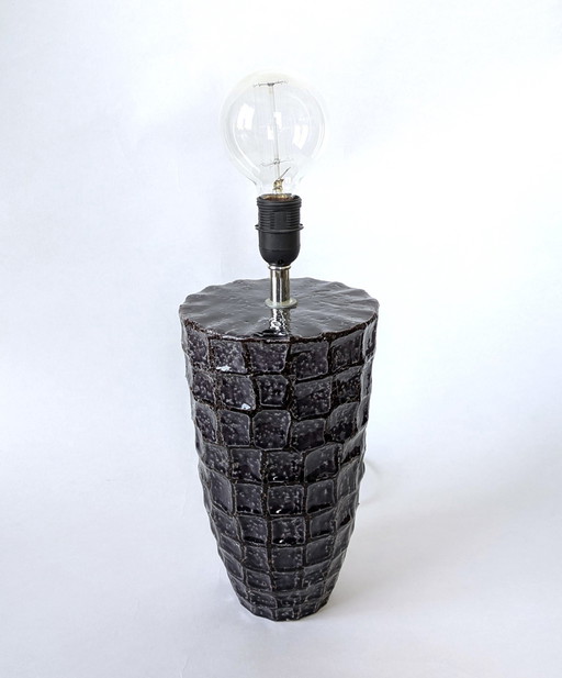 Ceramic Lamp Base - Dark Purple, Seventies Style