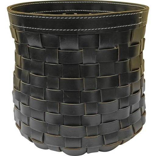 Vintage woven leather basket for La Maison Arte et Cuoio, Italy 2000