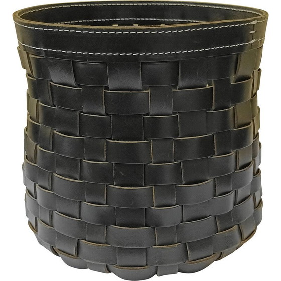 Image 1 of Vintage woven leather basket for La Maison Arte et Cuoio, Italy 2000