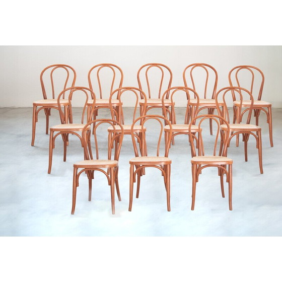 Image 1 of Set of 34 vintage chairs in bent beech and straw seats, 2000