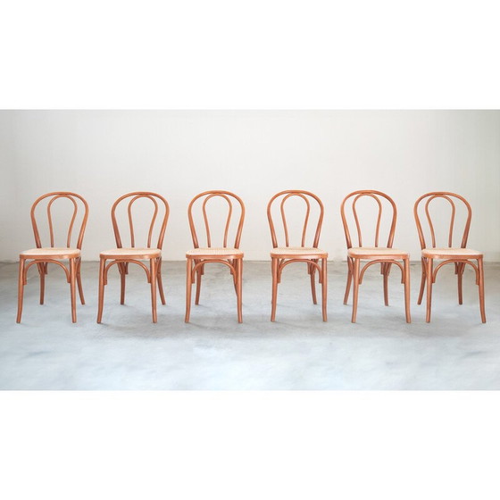 Image 1 of Set of 34 vintage chairs in bent beech and straw seats, 2000