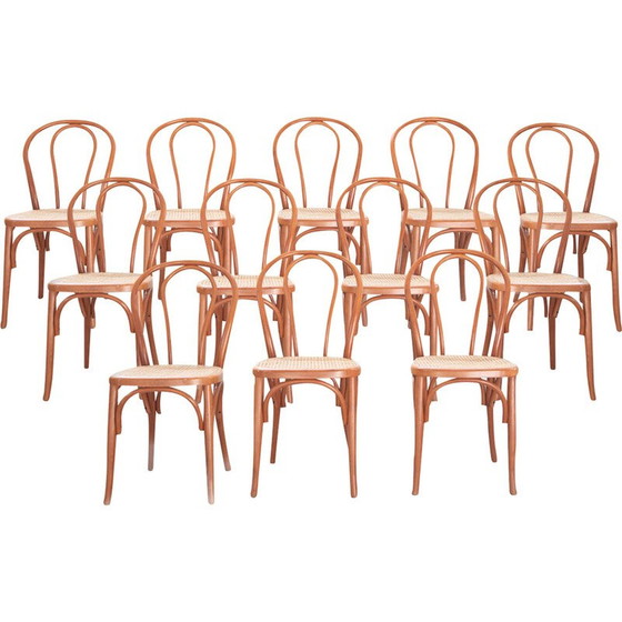 Image 1 of Set of 34 vintage chairs in bent beech and straw seats, 2000
