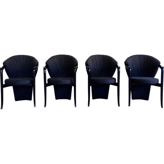 Image 1 of Set of 4 vintage black armchairs by Pietro Constantini, 1980
