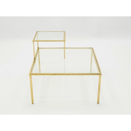 Vintage wrought iron coffee table by Thibier, 1960