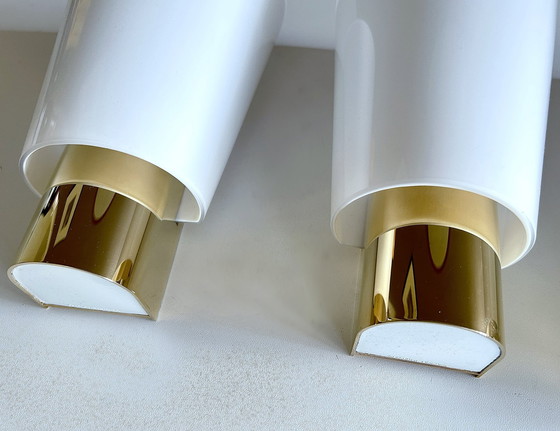 Image 1 of 2x applique da parete vintage in vetro e placcate oro Limburg