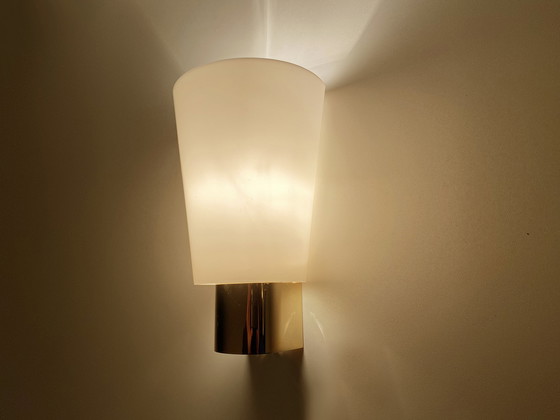 Image 1 of 2x applique da parete vintage in vetro e placcate oro Limburg