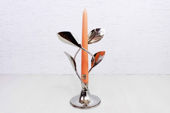 Image 1 of Beautiful chrome metal candle holder from the 70s/80s