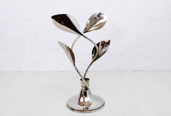 Image 1 of Beautiful chrome metal candle holder from the 70s/80s