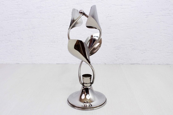 Image 1 of Beautiful chrome metal candle holder from the 70s/80s