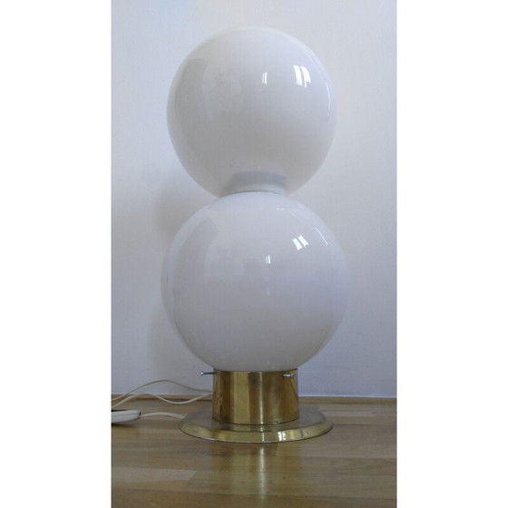 Image 1 of Vintage brass and glass floor lamp, Czechoslovakia 1970