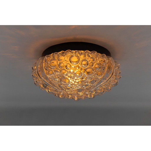 Vintage transparent bubbled glass ceiling lamp, 1960