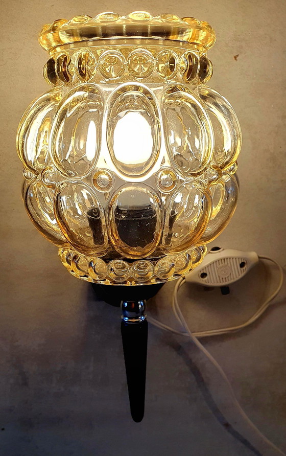 Image 1 of Vintage Wall Lamp Amber Bubble