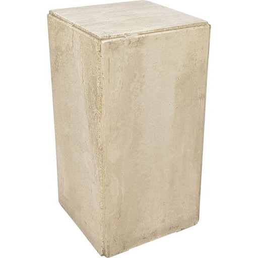 Italian vintage travertine pedestal, 1980s