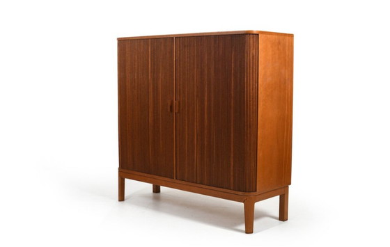 Image 1 of Danish Teak Tambour Door Cabinet, 1950s