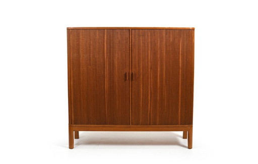 Danish Teak Tambour Door Cabinet, 1950s