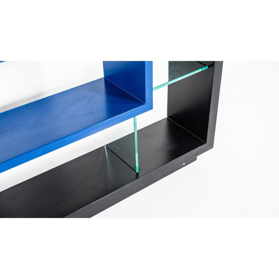 Image 1 of Vintage bookcase in thick glass and lacquered wood by Carlo Montini