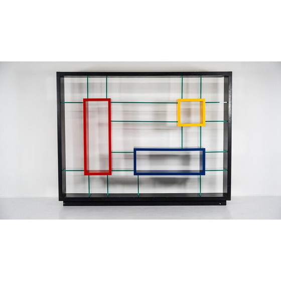 Image 1 of Vintage bookcase in thick glass and lacquered wood by Carlo Montini