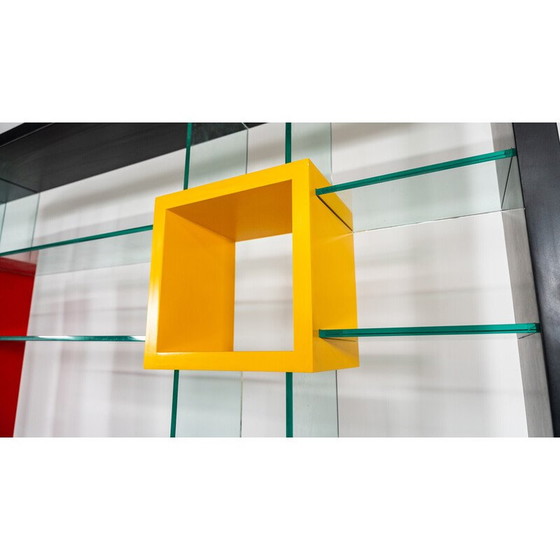 Image 1 of Vintage bookcase in thick glass and lacquered wood by Carlo Montini