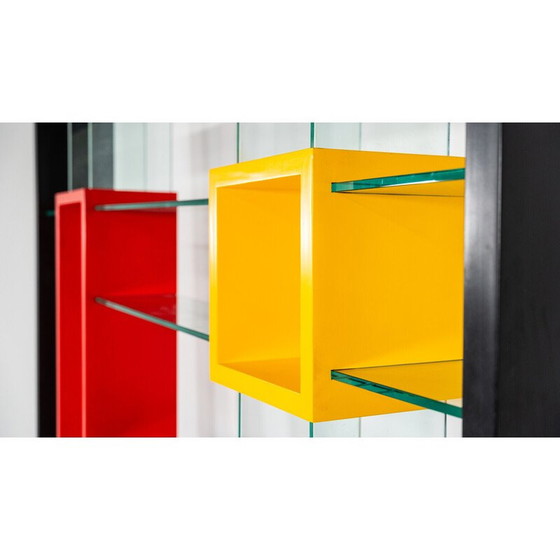 Image 1 of Vintage bookcase in thick glass and lacquered wood by Carlo Montini
