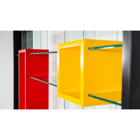 Image 1 of Vintage bookcase in thick glass and lacquered wood by Carlo Montini