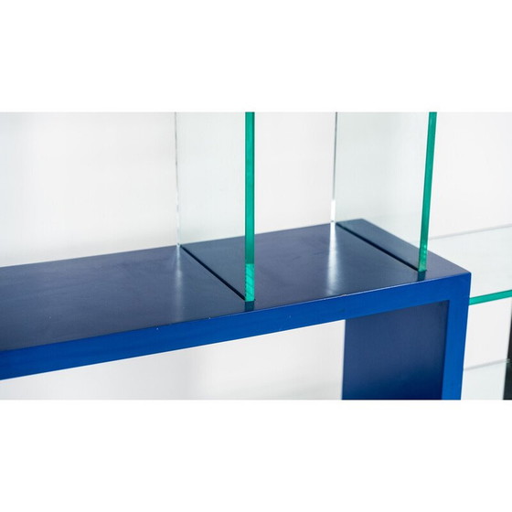 Image 1 of Vintage bookcase in thick glass and lacquered wood by Carlo Montini