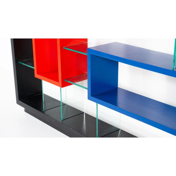 Image 1 of Vintage bookcase in thick glass and lacquered wood by Carlo Montini