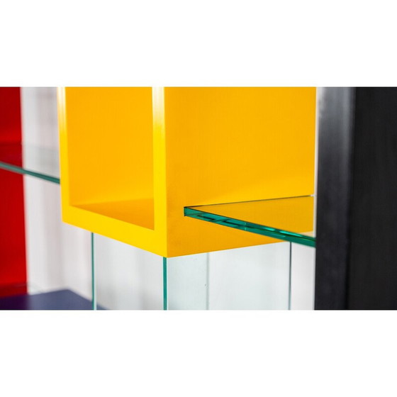 Image 1 of Vintage bookcase in thick glass and lacquered wood by Carlo Montini