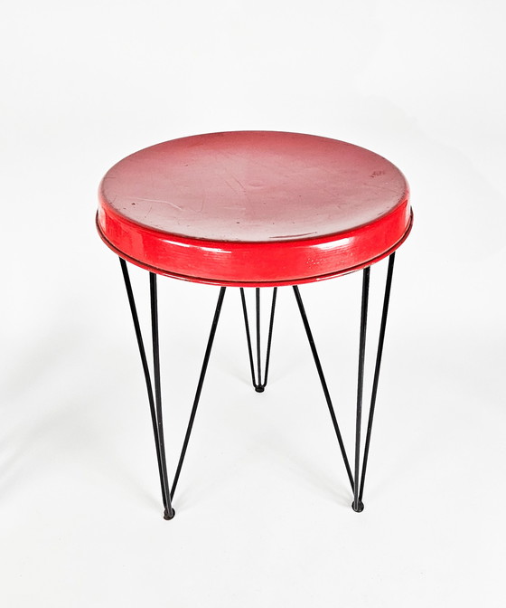 Image 1 of Tabouret Seggiolina - Pilastro design by Tjerk Reijenga - Amsterdam Netherlands - 1950s - Hairpin tripod stool - hocker