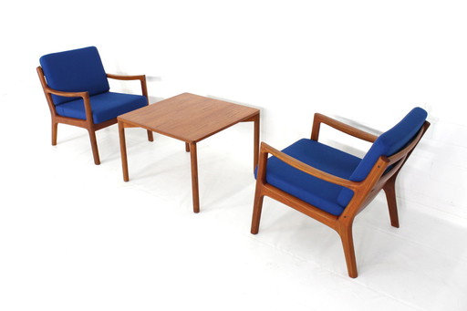 As new, 1960s Niels Bach Mid Century teak coffee table / side table