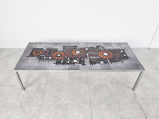 Table basse vintage en céramique de Perignem, 1960