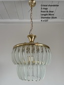Vintage italian glass and brass chandelier, 1970s