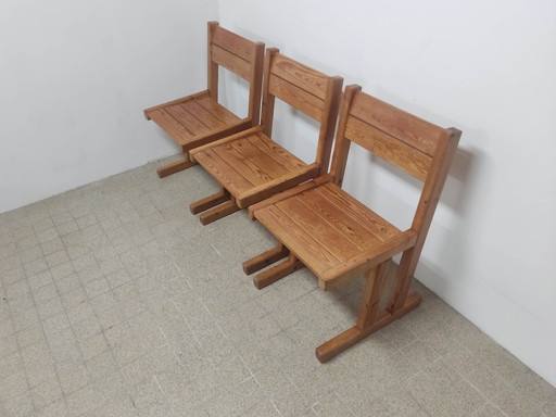 3x chaises de salle à manger en pin massif