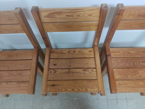 Image 1 of 3x Solid Pine dining chairs