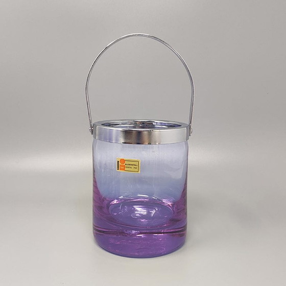 Image 1 of Vintage Crystal Ice Bucket with 4 Glasses by Ivat. Made in Italy
