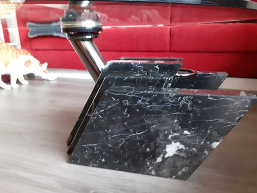 Coffee table with glass top and marble base