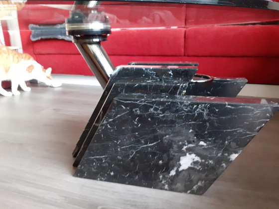 Image 1 of Coffee table with glass top and marble base