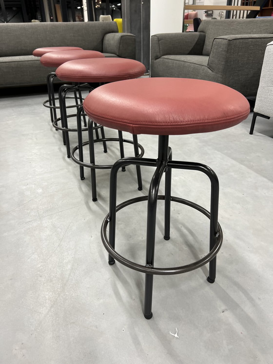 Image 1 of 6 Jess Design Zipp Bar chairs red leather