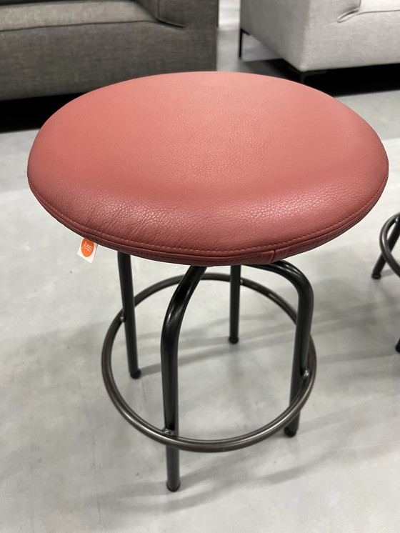 Image 1 of 6 Jess Design Zipp Bar chairs red leather