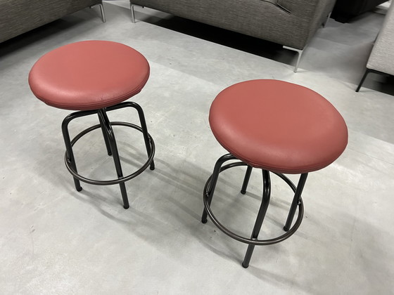 Image 1 of 6 Jess Design Zipp Bar chairs red leather