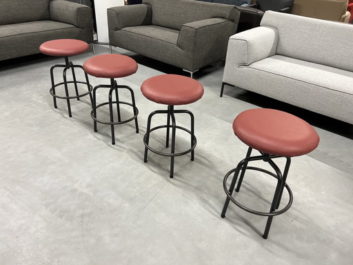 6 chaises de bar Jess Design Zipp en cuir rouge