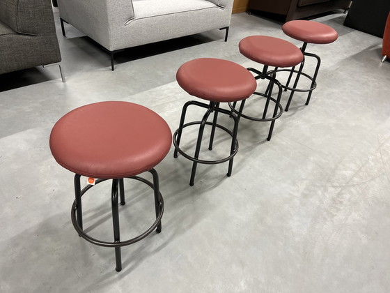 Image 1 of 6 Jess Design Zipp Bar chairs red leather