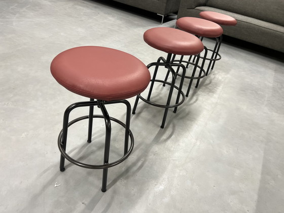 Image 1 of 6 Jess Design Zipp Bar chairs red leather