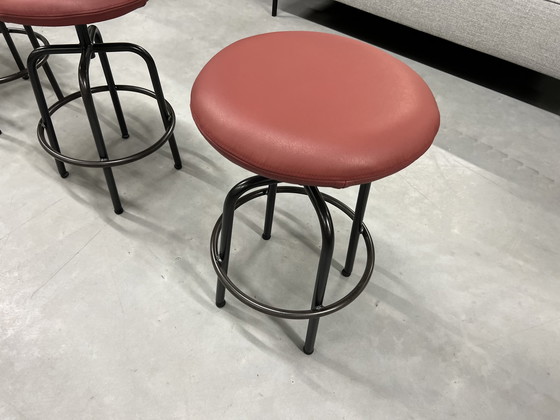 Image 1 of 6 Jess Design Zipp Bar chairs red leather