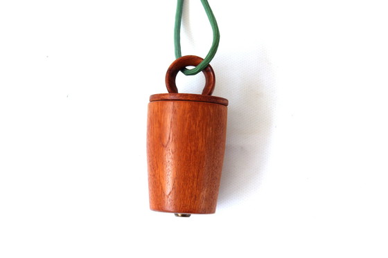 Image 1 of as new, DOMUS Danish Mid Century Teak LED Lamp / Chandeliers, pendant light with 5x Paulmann LED, 