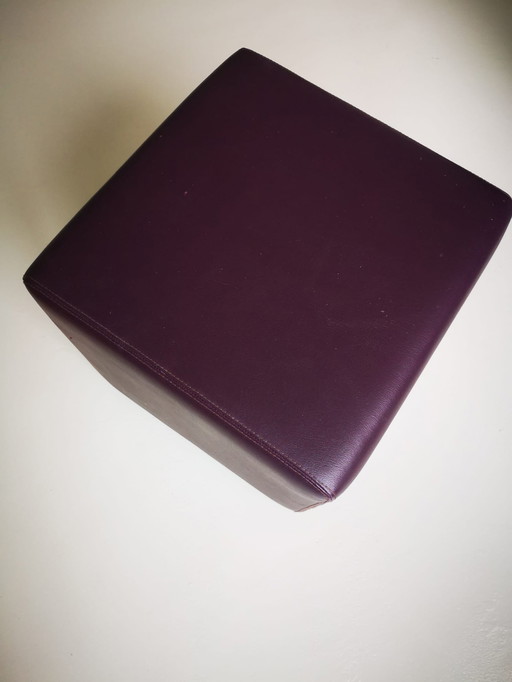 2x Johanson eggplant/purple colored pouffes