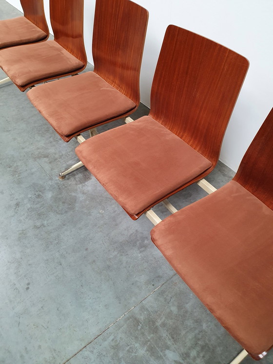 Image 1 of teak plywood vintage industrial retro pew 60s design