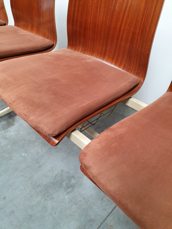Image 1 of teak plywood vintage industrial retro pew 60s design