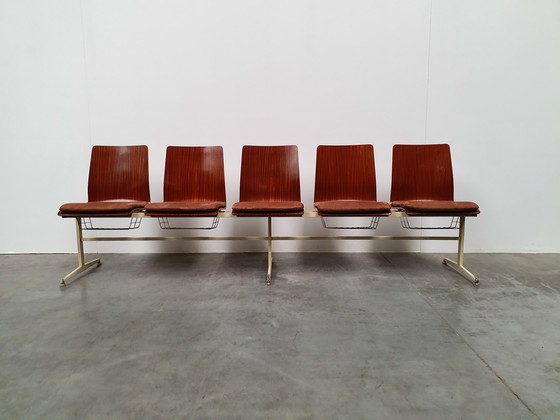 Image 1 of teak plywood vintage industrial retro pew 60s design