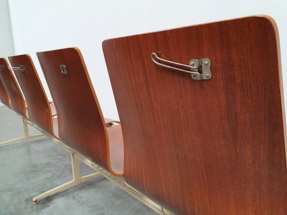 Image 1 of teak plywood vintage industrial retro pew 60s design