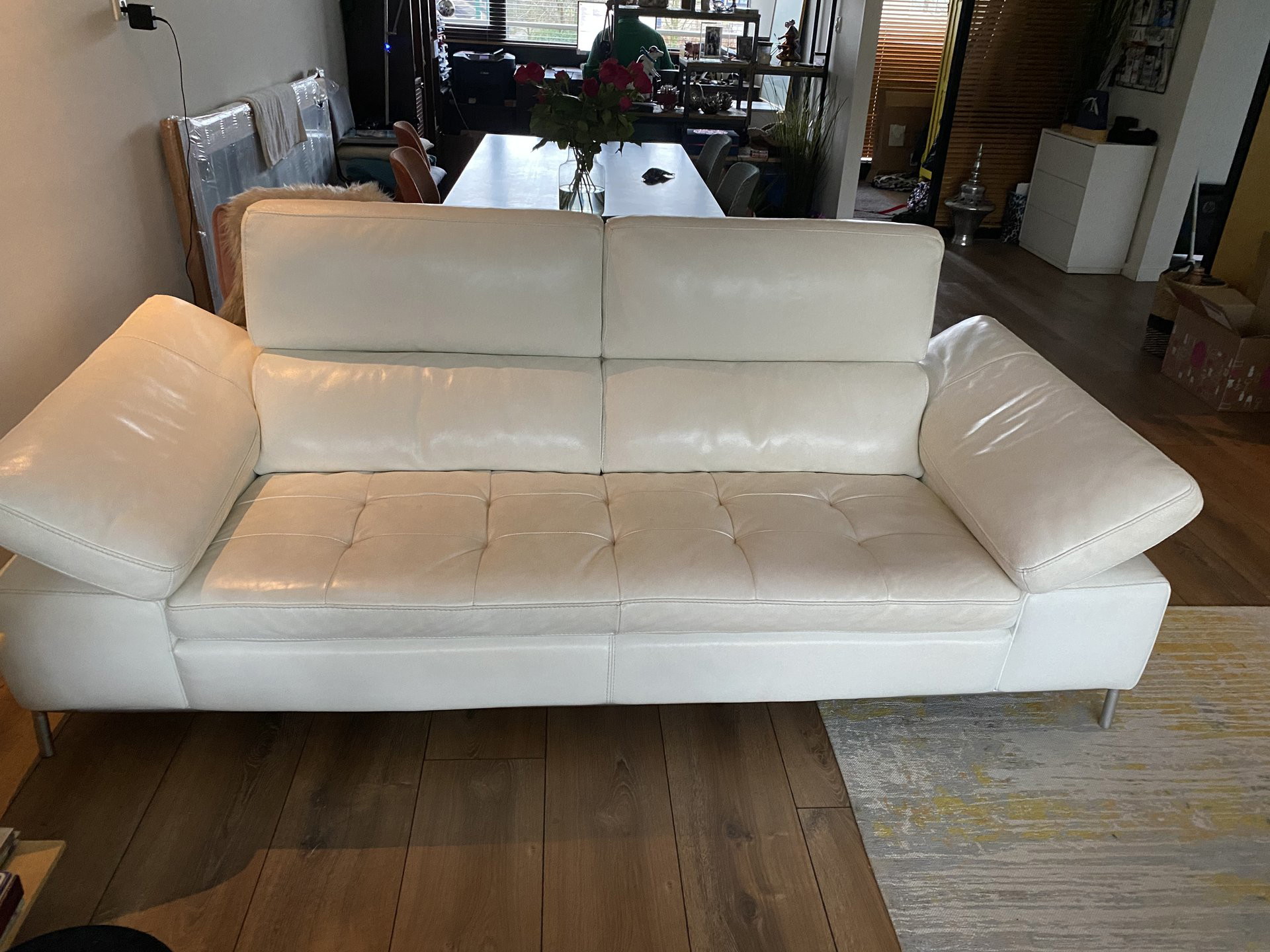 White leather store sofa set